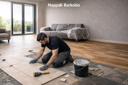 Nappali burkolás nagylapos padlólapokkal - ProfiBurkolás