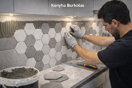 Konyha burkolás hátfal és járólap burkolással - ProfiBurkolás